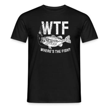 Angler Fishing Gift Idea WTF Where's The Fish - Men's T-Shirt - black - Front - AI Model Male 178 light (178cm)