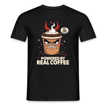 Powered by Real Coffee - Men's T-Shirt - black - Front - AI Model Male 178 light (178cm)