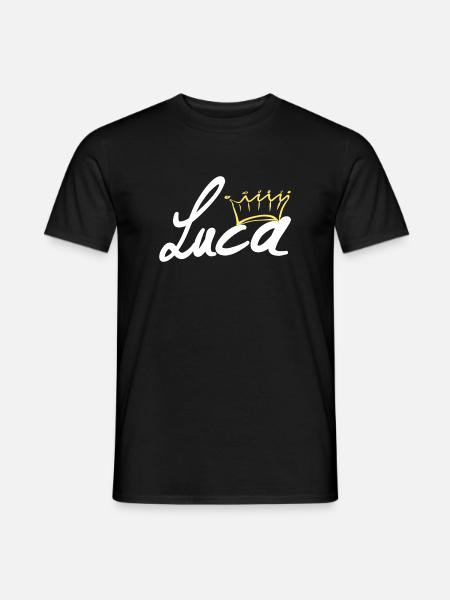Krone Name Namensschild Luca - Männer T-Shirt - Schwarz