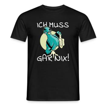 Vogel Vogelfutter Ich muss gar nix cooler Spruch - Männer T-Shirt - Schwarz - Vorne - AI Model Male 178 light (178cm)