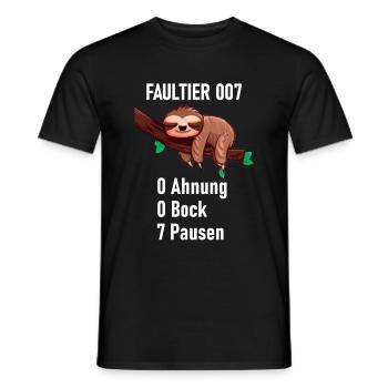 Faultier Geschenk Lustig Agent Arbeit - Männer T-Shirt - Schwarz - Vorne - AI Model Male 178 light (178cm)