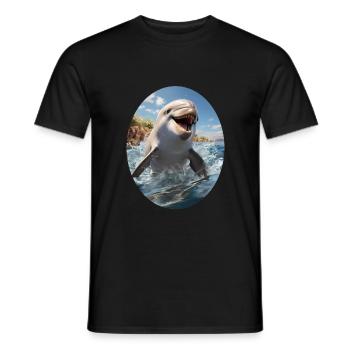 Delfin - Männer T-Shirt - Schwarz - Vorne - AI Model Male 178 light (178cm)