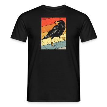 Crow raven retro vintage distressed - Men's T-Shirt - black - Front - AI Model Male 178 light (178cm)