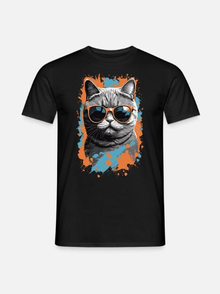 Britische Kurzhaar Katze Cooles Katzen Design - Männer T-Shirt - Schwarz
