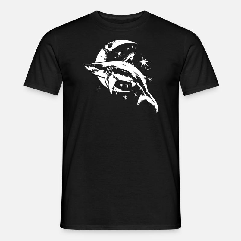 Hai Mond Sterne - Männer T-Shirt - Schwarz