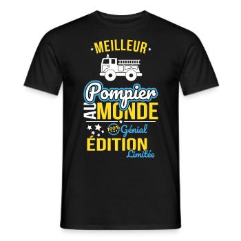 Bester Feuerwehrmann der Welt - 100% genial - Männer T-Shirt - Schwarz - Vorne - AI Model Male 178 light (178cm)