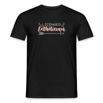 Licensed esthetician - beautician - Men's T-Shirt - black - Front - AI Model Male 178 light (178cm)