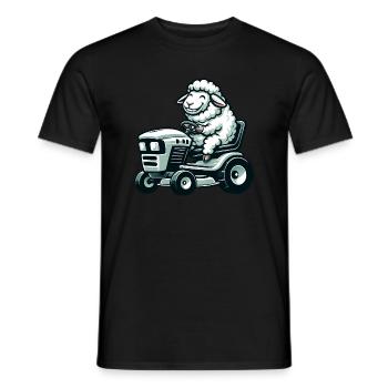 Sheep Lamb Lawn Mower Lawn Care - Men's T-Shirt - black - Front - AI Model Male 178 light (178cm)