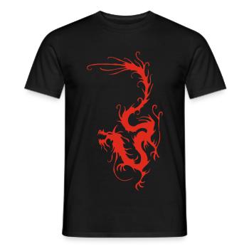 Roter Rauchdrache - Männer T-Shirt - Schwarz - Vorne - AI Model Male 178 light (178cm)