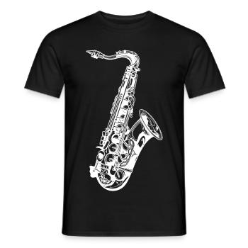 Croquis de saxophone - T-shirt homme - noir - Devant - AI Model Male 178 light (178cm)
