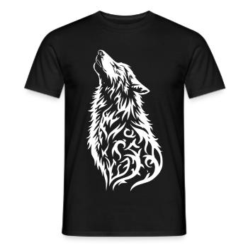 Wildes Wolfkopf Tattoo Design - Männer T-Shirt - Schwarz - Vorne - AI Model Male 178 light (178cm)