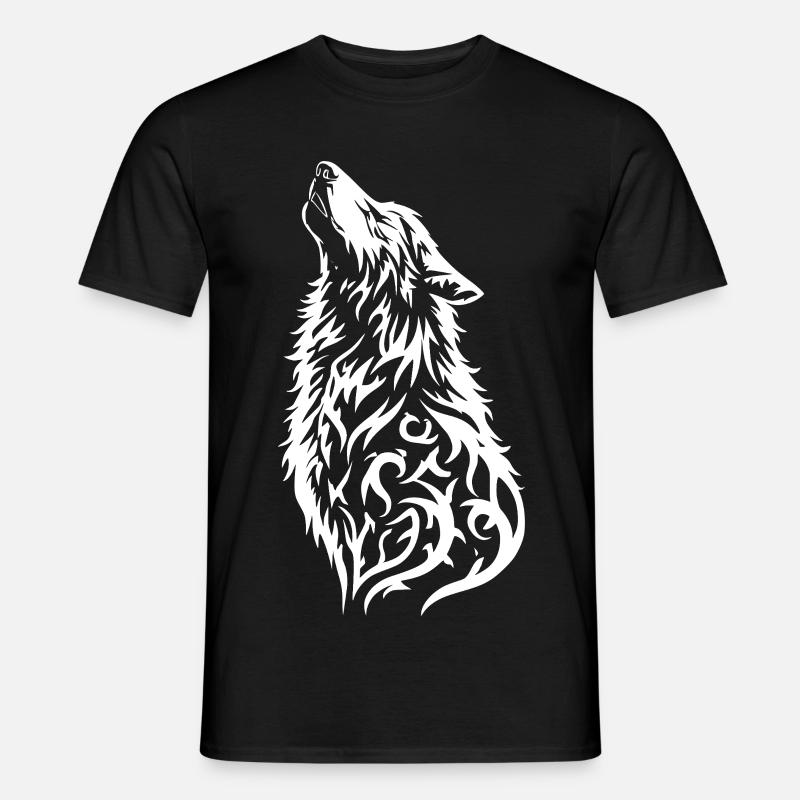Wild Wolf Head Tattoo Design - Men's T-Shirt - black