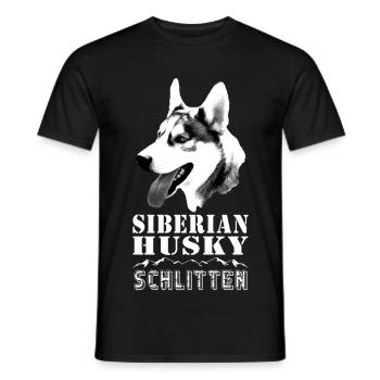 Sibirischer Husky mit Alpenlandschaft - Schlitten - Männer T-Shirt - Schwarz - Vorne - AI Model Male 178 light (178cm)