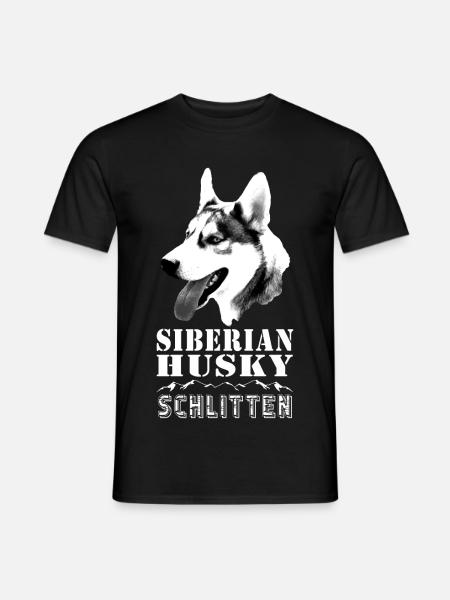 Sibirischer Husky mit Alpenlandschaft - Schlitten - Männer T-Shirt - Schwarz