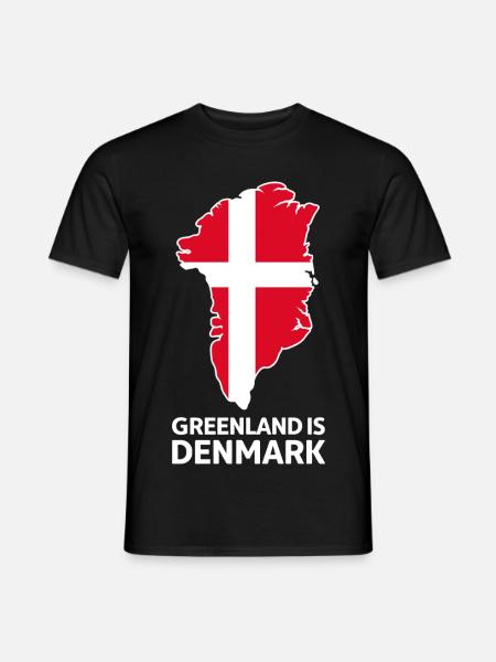 Grönland Dänemark Flagge Landkarte - T-shirt herr - svart