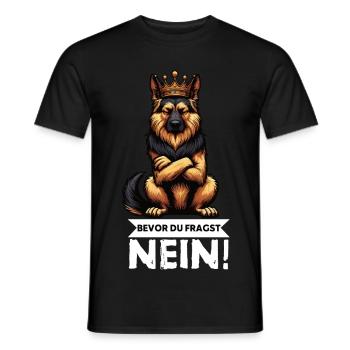 Avant que vous ne demandiez aux bergers bergers allemands - T-shirt homme - noir - Devant - AI Model Male 178 light (178cm)