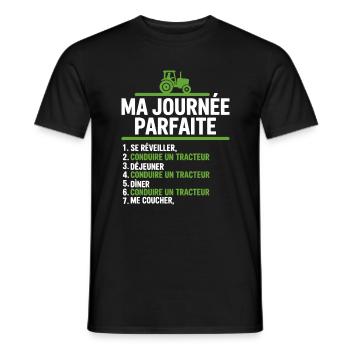 Ma journée parfaite conduire un tracteur - T-shirt homme - noir - Devant - AI Model Male 178 light (178cm)