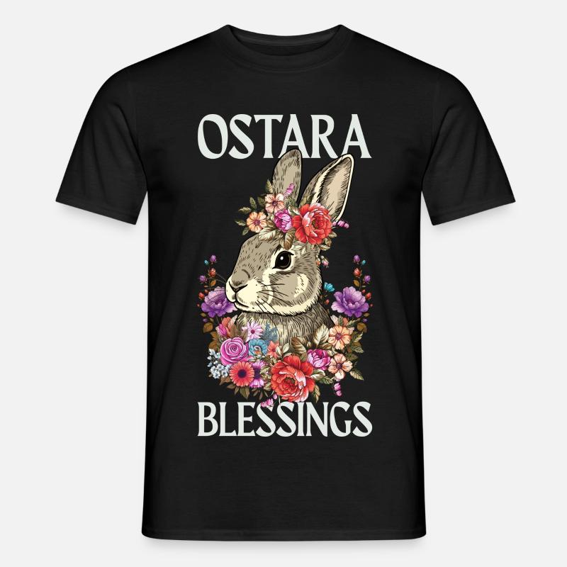 Ostara Blessings Happy Easter Rabbit - Men’s T-shirt - black