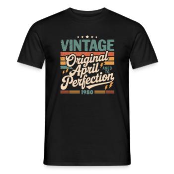 April 1980 Anniversary April 1980 Gift 1980 - Men's T-Shirt - black - Front - AI Model Male 178 light (178cm)