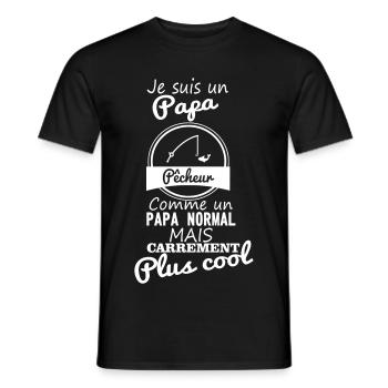 Papa pêcheur - pêche - père - T-shirt homme - noir - Devant - AI Model Male 178 light (178cm)