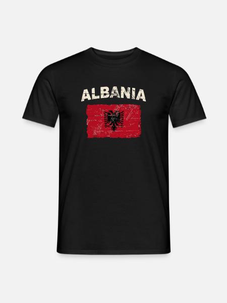 Albania Flag - Albanien Flagge - Männer T-Shirt - Schwarz