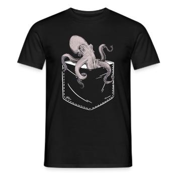 Oktopus In Der Brusttasche Design Krake Pocket Tin - Männer T-Shirt - Schwarz - Vorne - AI Model Male 178 light (178cm)