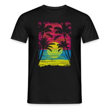 Coucher de soleil au paradis - T-shirt homme - noir - Devant - AI Model Male 178 light (178cm)