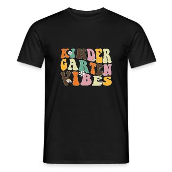 Groovy Hello Kindergarten Vibes Retro Lehrer - Männer T-Shirt - Schwarz - Vorne - AI Model Male 178 light (178cm)