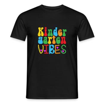 Groovy Hello Kindergarten Vibes Retro Lehrer - Männer T-Shirt - Schwarz - Vorne - AI Model Male 178 light (178cm)