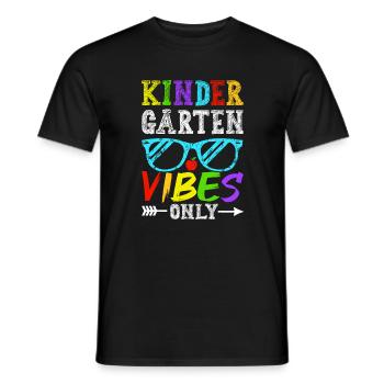 Groovy Hello Kindergarten Vibes Retro Lehrer - Männer T-Shirt - Schwarz - Vorne - AI Model Male 178 light (178cm)