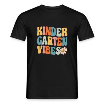 Groovy Hello Kindergarten Vibes Retro Teacher - Men's T-Shirt - black - Front - AI Model Male 178 light (178cm)