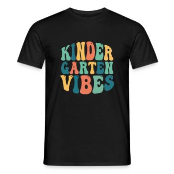 Groovy Hello Kindergarten Vibes Retro Lehrer - Männer T-Shirt - Schwarz - Vorne - AI Model Male 178 light (178cm)