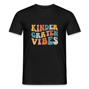 Groovy Hello Kindergarten Vibes Retro Teacher - Men's T-Shirt - black - Front - AI Model Male 178 light (178cm)