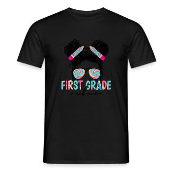 Back To School First Grade Vibes Student Teacher - Men's T-Shirt - black - Front - AI Model Male 178 light (178cm)