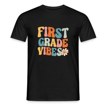 Back To School First Grade Vibes Student Teacher - Men's T-Shirt - black - Front - AI Model Male 178 light (178cm)