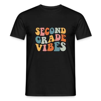 Back To School Second Grade Vibes Retro Teacher - Men's T-Shirt - black - Front - AI Model Male 178 light (178cm)