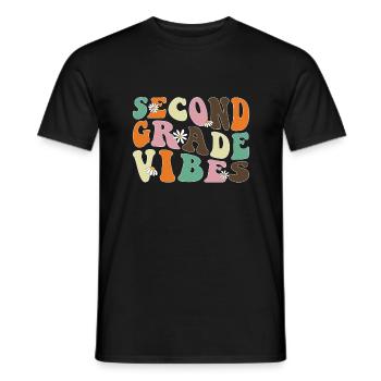 Back To School Second Grade Vibes Retro Teacher - Men's T-Shirt - black - Front - AI Model Male 178 light (178cm)