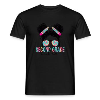 Back To School Second Grade Vibes Retro Teacher - Men's T-Shirt - black - Front - AI Model Male 178 light (178cm)
