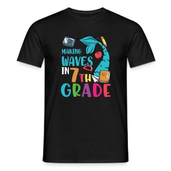 Wellen schlagen in der 7. Klasse Retro Groovy Frauen - Männer T-Shirt - Schwarz - Vorne - AI Model Male 178 light (178cm)