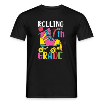 Rolling Into7th Grade Vibes Retro Groovy Women - Men's T-Shirt - black - Front - AI Model Male 178 light (178cm)