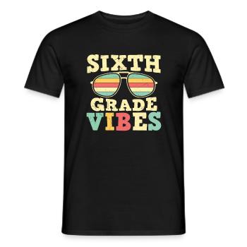 Vibrations de 6e sixième année retour à l’école pour l’enseignant - T-shirt homme - noir - Devant - AI Model Male 178 light (178cm)