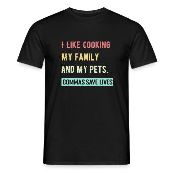 J’aime cuisiner ma famille et mes animaux de compagnie Commas Save - T-shirt homme - noir - Devant - AI Model Male 178 light (178cm)