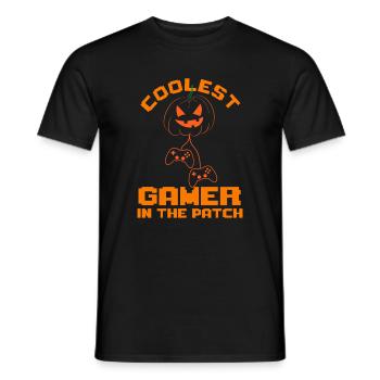Kids Halloween Coolest Gamer In The Patch Boys - Men's T-Shirt - black - Front - AI Model Male 178 light (178cm)