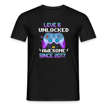 Level 6 freigeschaltet Fantastisch seit 2017 Funny Gamer - Männer T-Shirt - Schwarz - Vorne - AI Model Male 178 light (178cm)