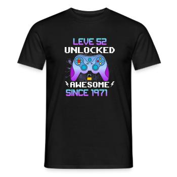 Level 52 Unlocked Awesome Since 1971 Funny Gamer - Men's T-Shirt - black - Front - AI Model Male 178 light (178cm)
