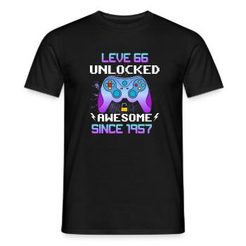 Level 66 Unlocked Awesome Since 1957 Funny Gamer - Men's T-Shirt - black - Front - AI Model Male 178 light (178cm)
