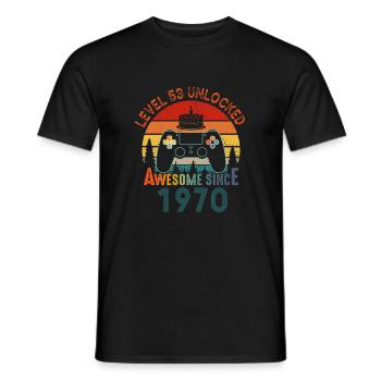 Level 53 Unlocked Awesome Since 1970 Funny Gamer - Men's T-Shirt - black - Front - AI Model Male 178 light (178cm)