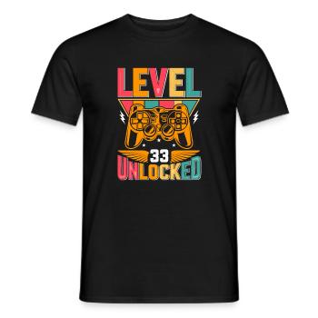 Niveau 33 Débloqué Génial depuis 1990 Funny Gamer - T-shirt homme - noir - Devant - AI Model Male 178 light (178cm)
