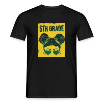 Bonjour 5th Grade Messy Bun Girls Cute Heart Back - T-shirt homme - noir - Devant - AI Model Male 178 light (178cm)