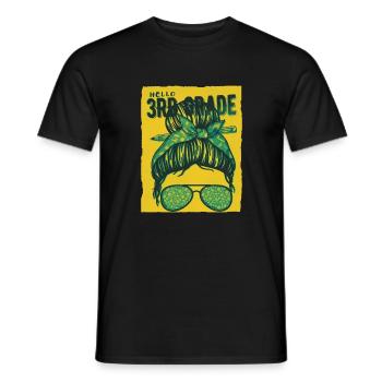 Hello 3rd Grade Messy Bun Girls Cute Heart Back - Men's T-Shirt - black - Front - AI Model Male 178 light (178cm)